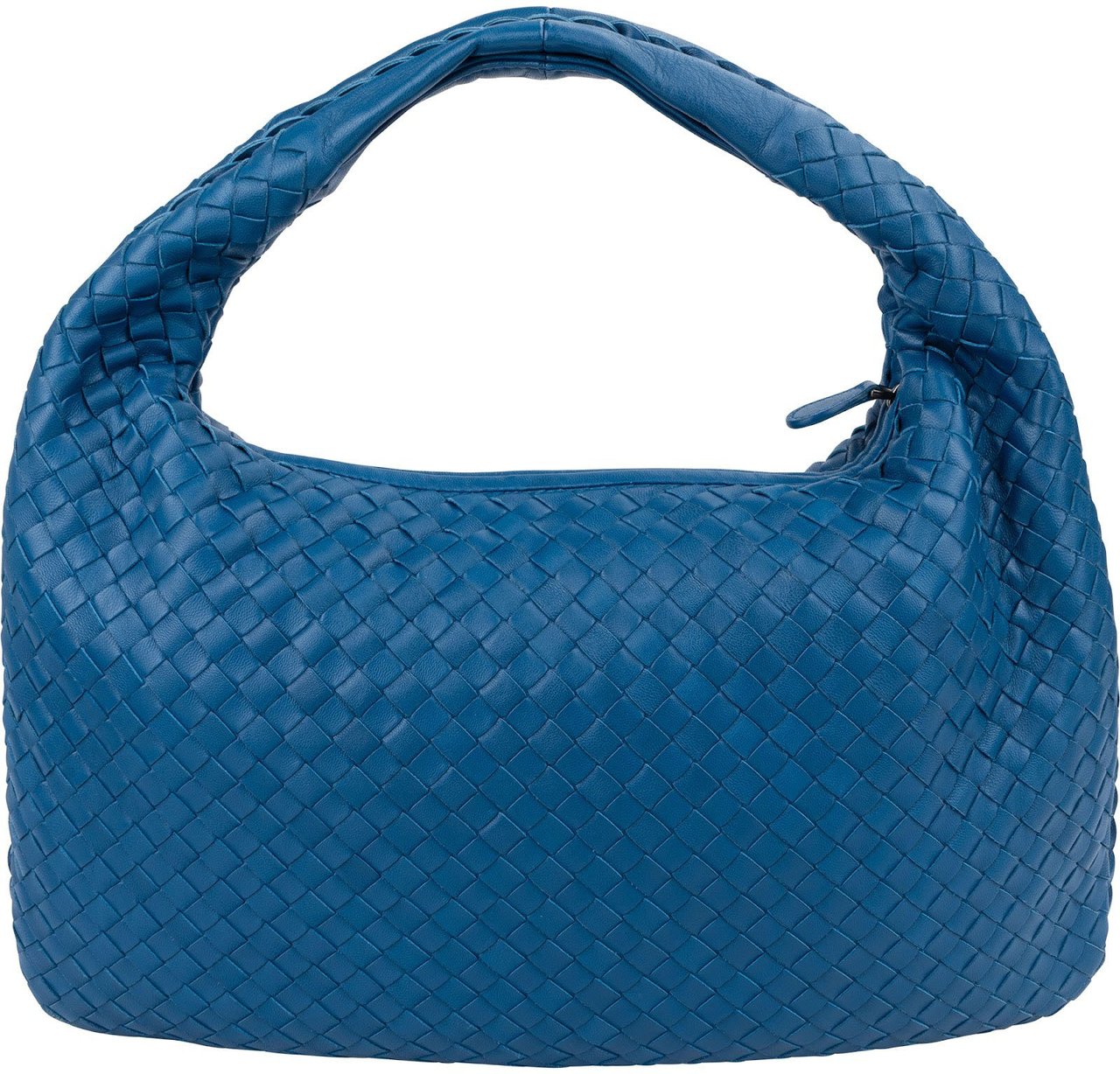 Bottega Veneta Intrecciato Leather Belly Hobo Shoulder Bag Blauw