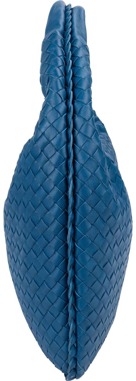 Bottega Veneta Intrecciato Leather Belly Hobo Shoulder Bag Blauw