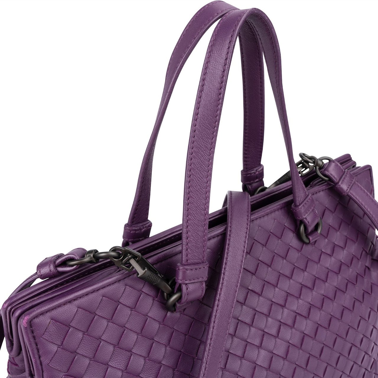 Bottega Veneta Intrecciato Nappa Leather Baby Roma Handbag Paars