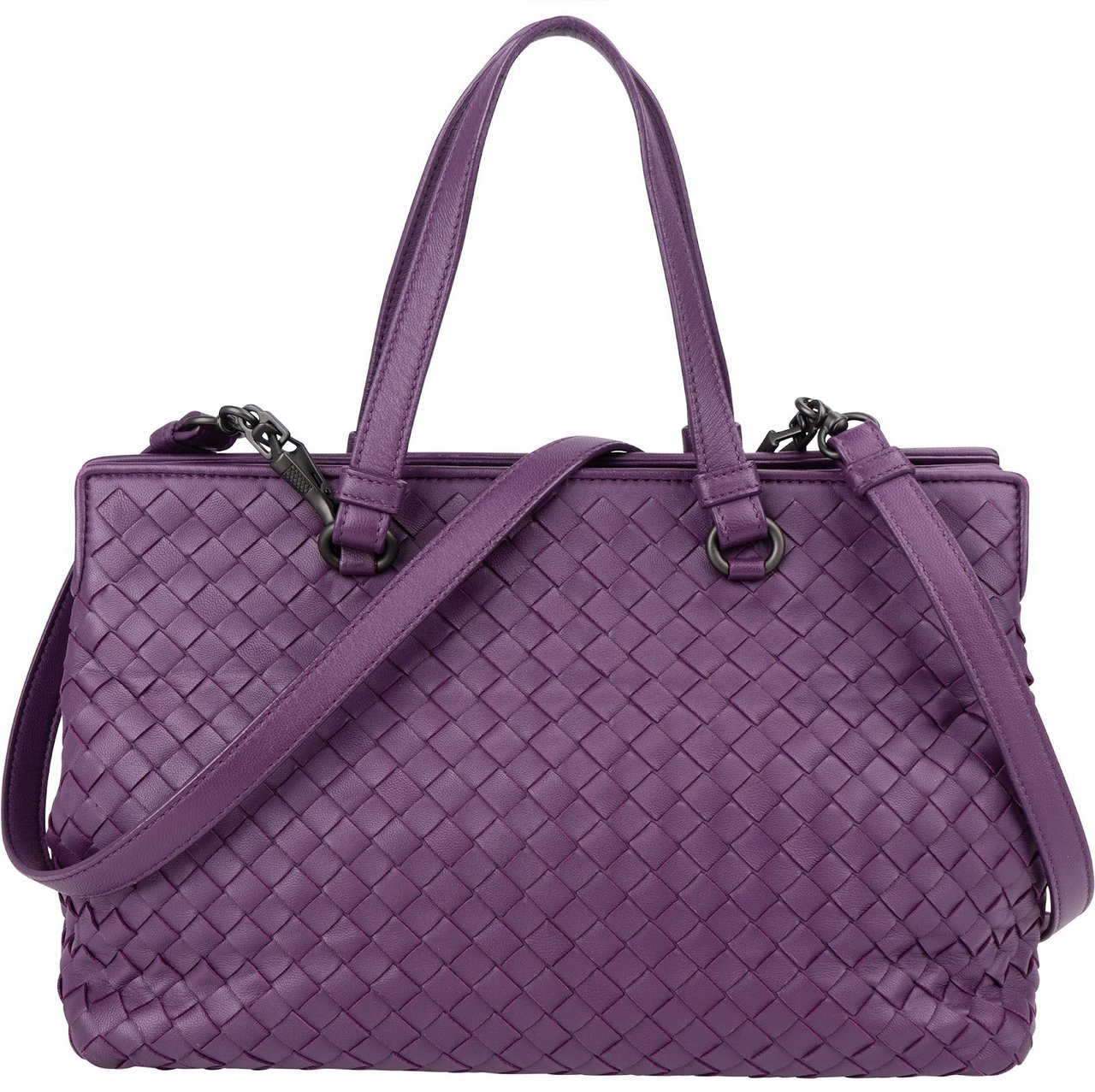 Bottega Veneta Intrecciato Nappa Leather Baby Roma Handbag Paars