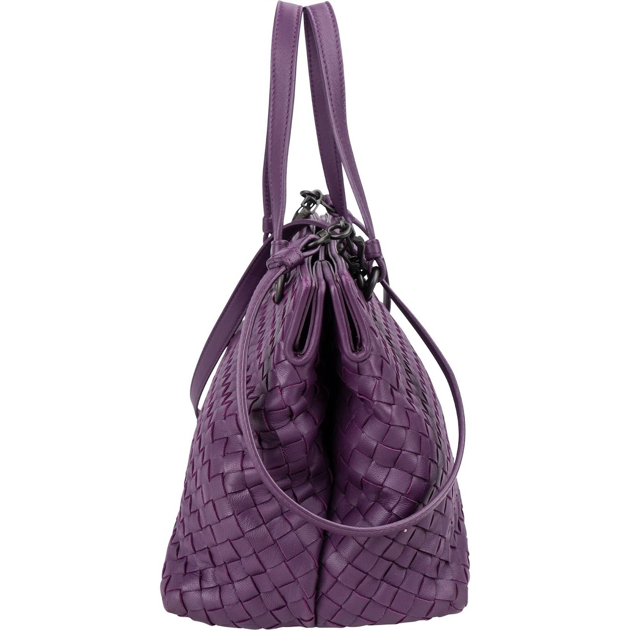 Bottega Veneta Intrecciato Nappa Leather Baby Roma Handbag Paars