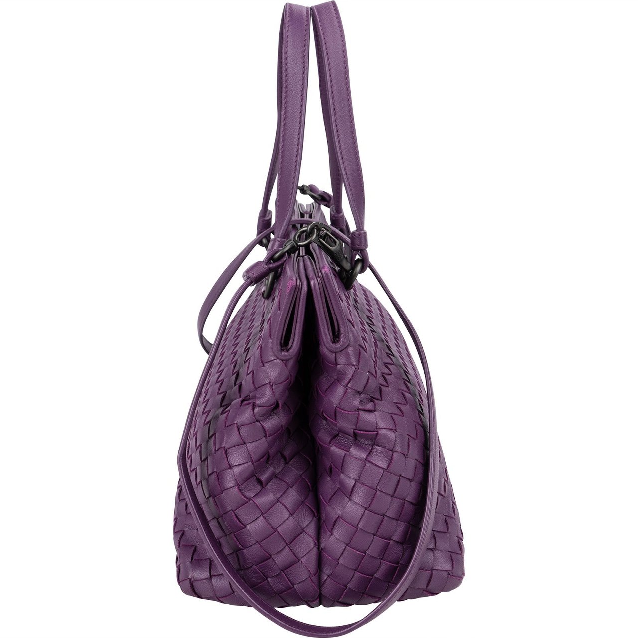 Bottega Veneta Intrecciato Nappa Leather Baby Roma Handbag Paars
