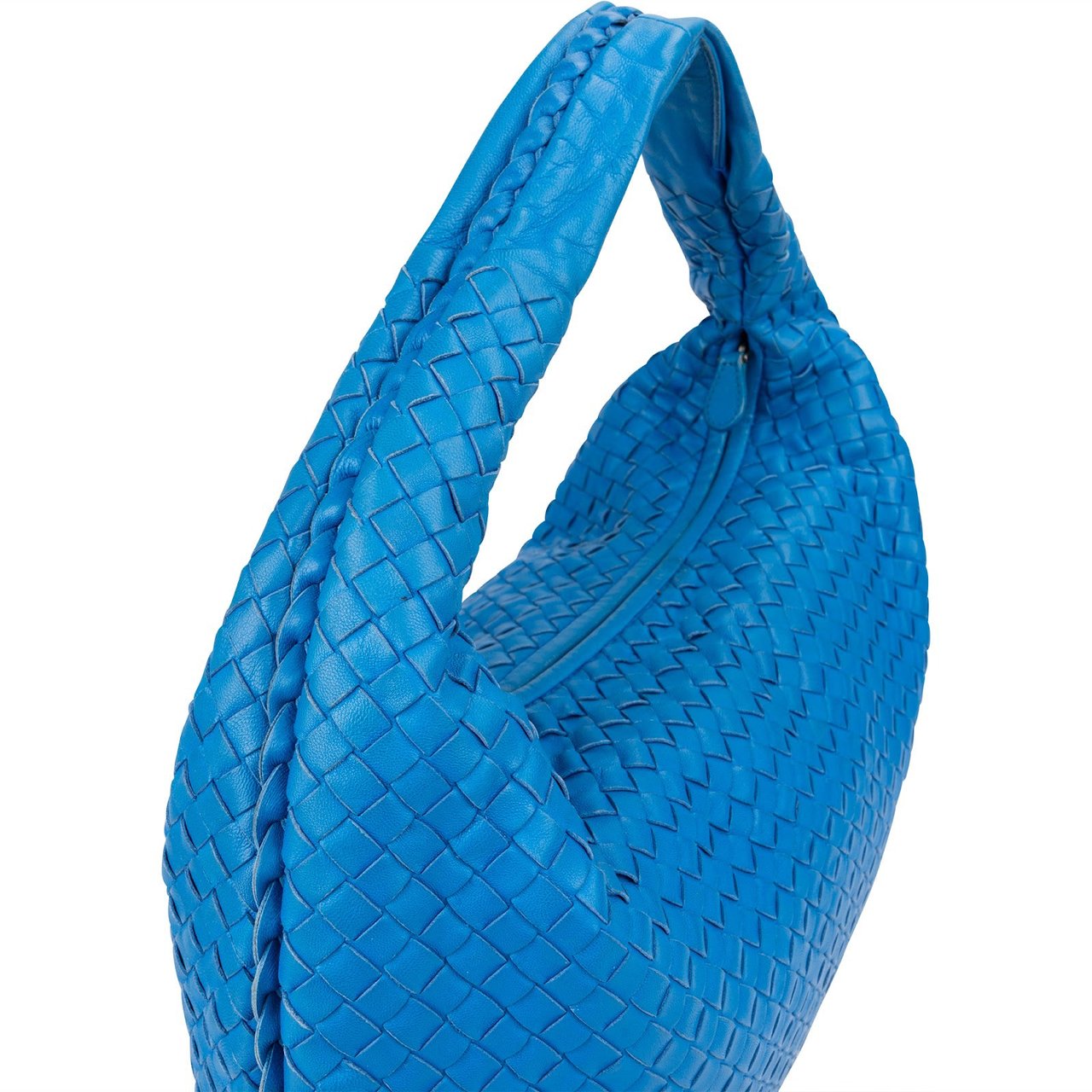 Bottega Veneta Intrecciato Leather Belly Shoulder Bag Blauw