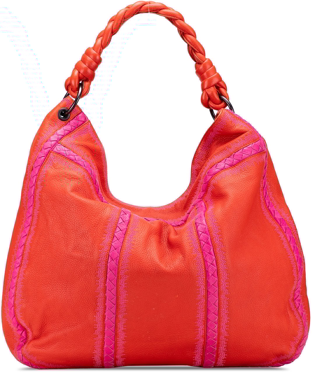 Bottega Veneta Intrecciato Trimmed Leather Hobo Rood