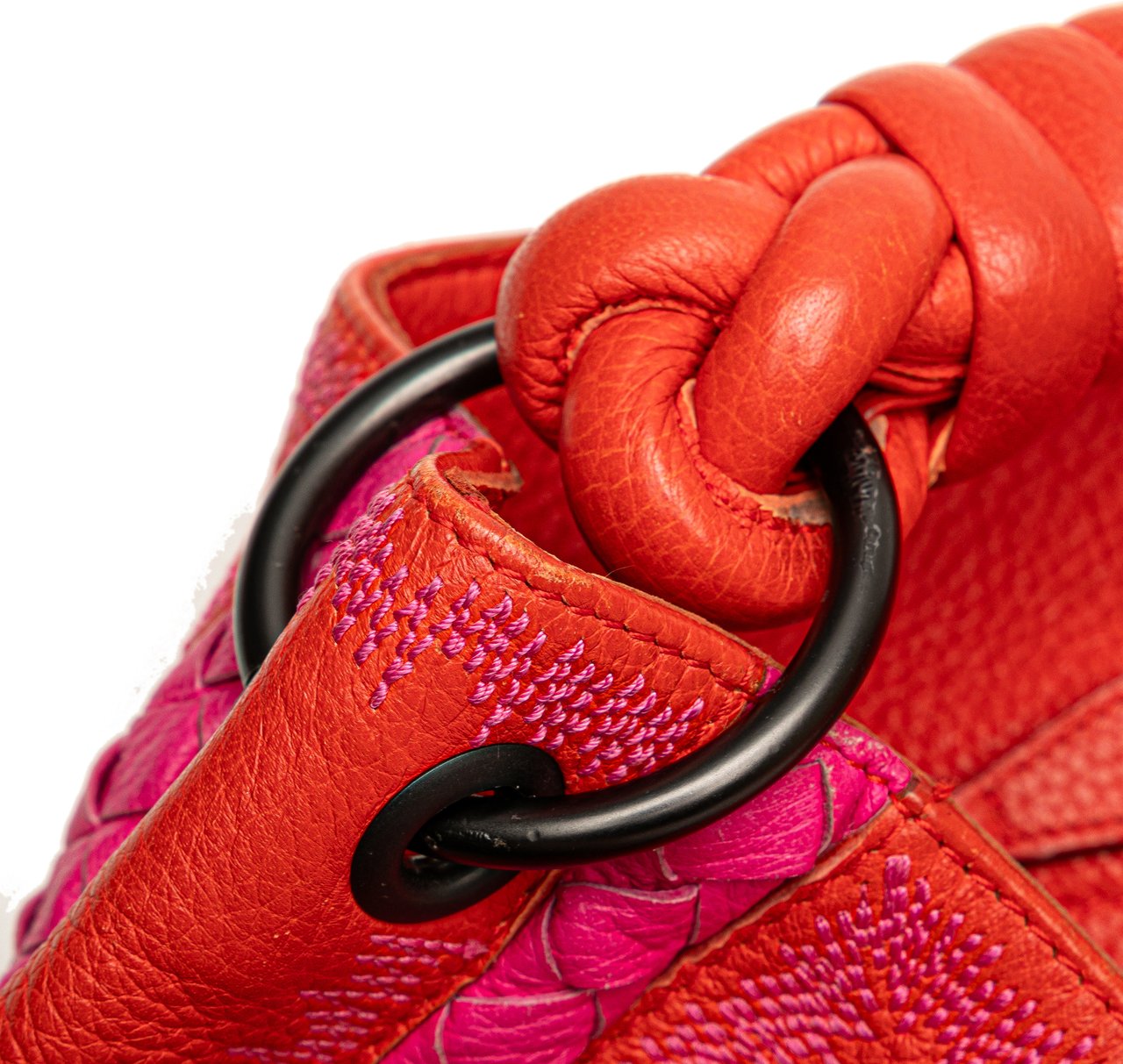 Bottega Veneta Intrecciato Trimmed Leather Hobo Rood