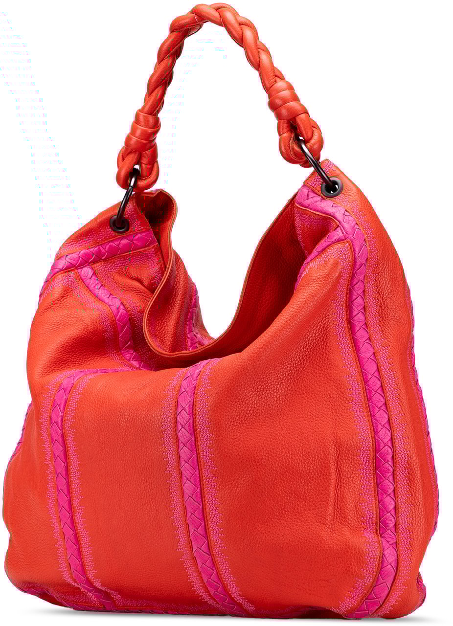 Bottega Veneta Intrecciato Trimmed Leather Hobo Rood