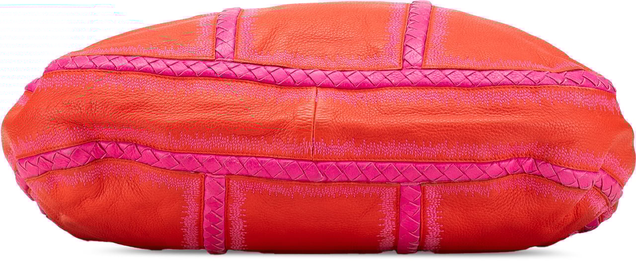 Bottega Veneta Intrecciato Trimmed Leather Hobo Rood