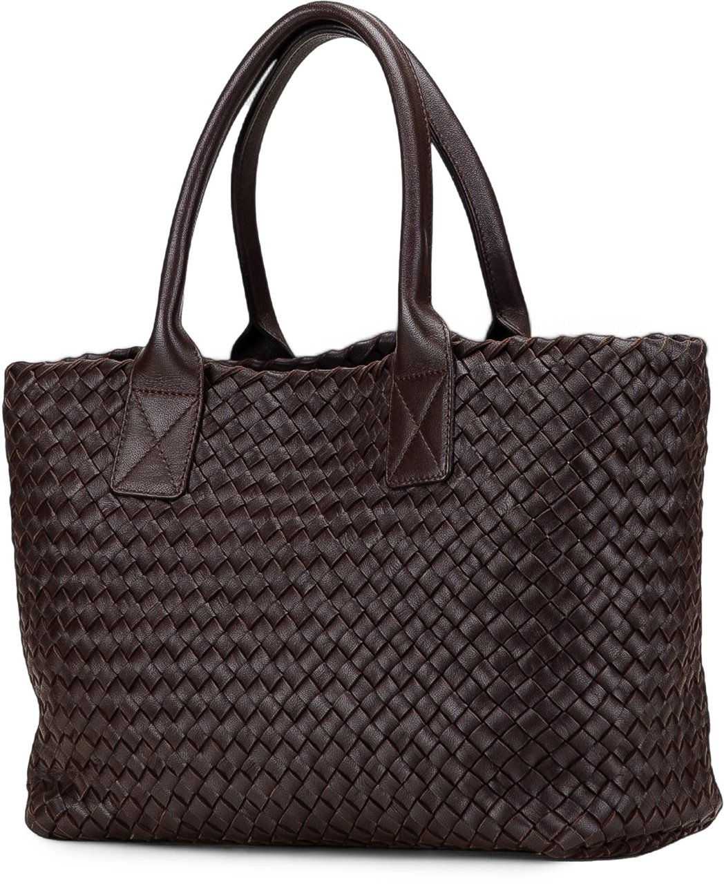 Bottega Veneta Lambskin Intreccio Cabat Tote Bruin