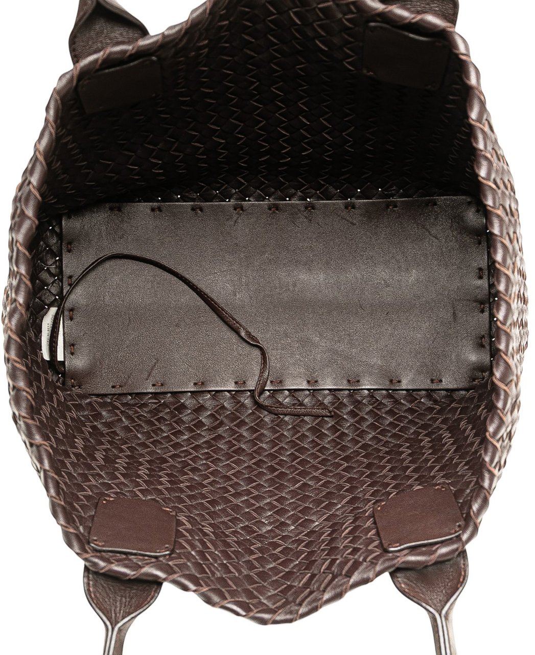 Bottega Veneta Lambskin Intreccio Cabat Tote Bruin