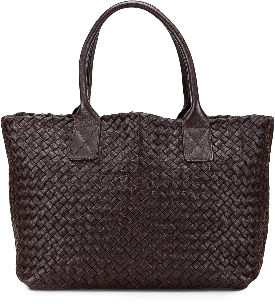 Bottega Veneta Lambskin Intreccio Cabat Tote Bruin