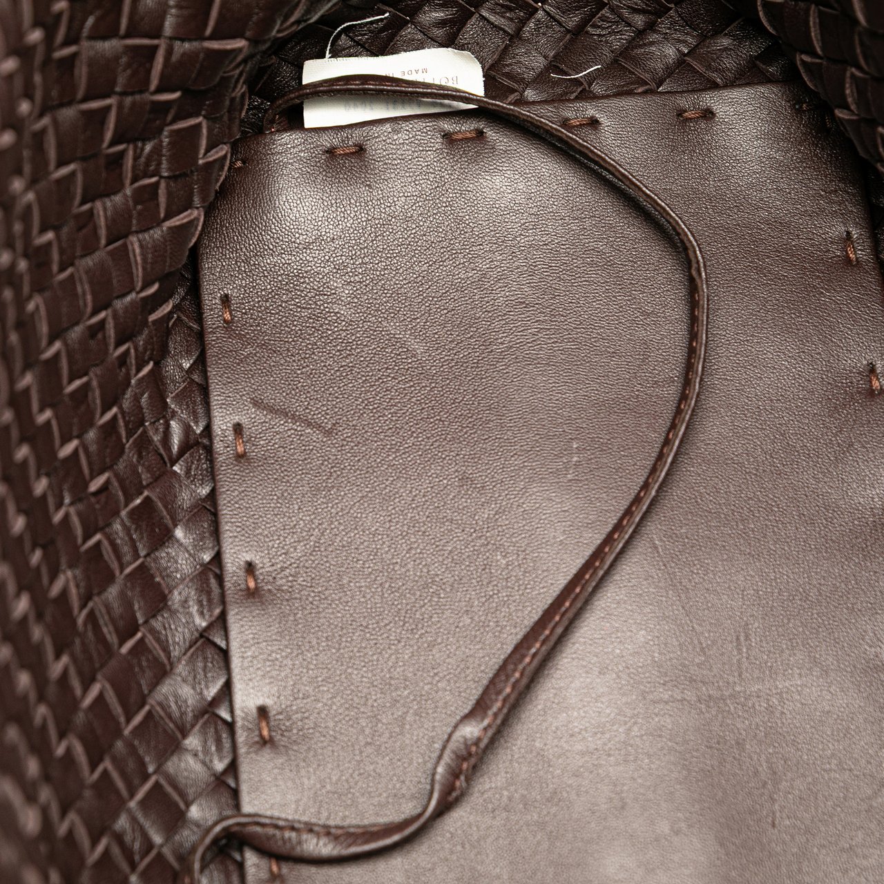 Bottega Veneta Lambskin Intreccio Cabat Tote Bruin