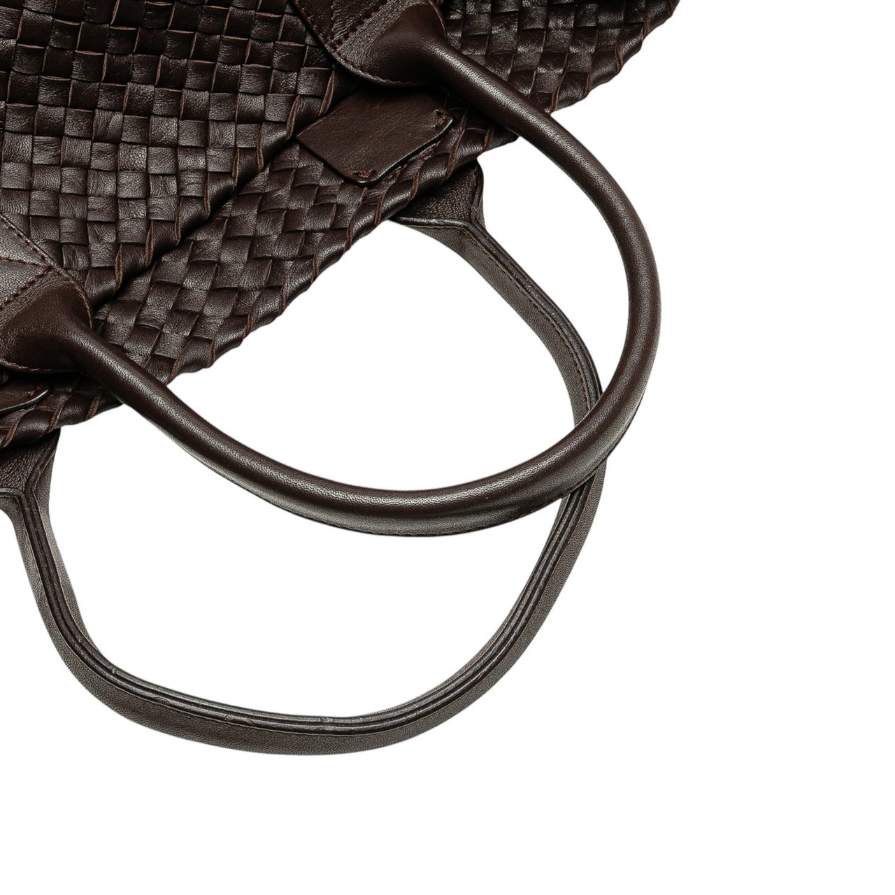 Bottega Veneta Lambskin Intreccio Cabat Tote Bruin