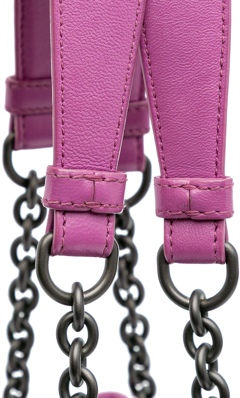 Bottega Veneta Medium Nappa Intrecciato Double Chain Tote Paars