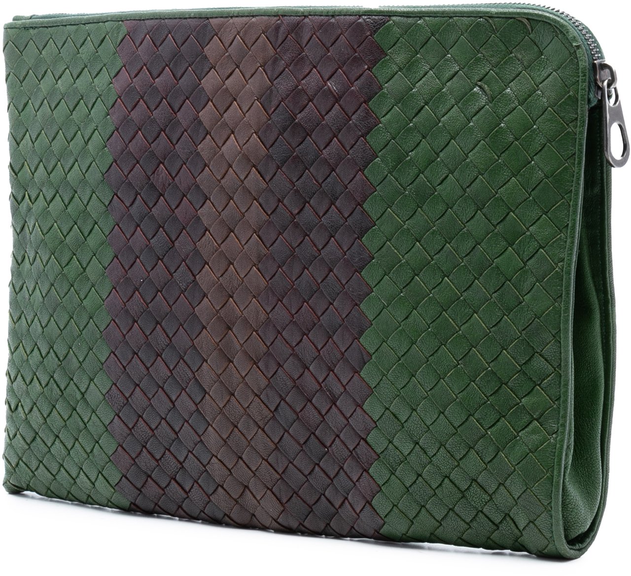 Bottega Veneta Tricolor Nappa Intrecciato Clutch Groen