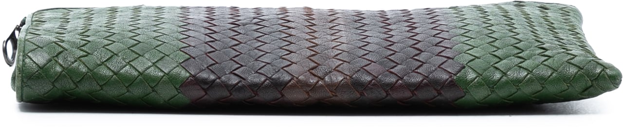 Bottega Veneta Tricolor Nappa Intrecciato Clutch Groen