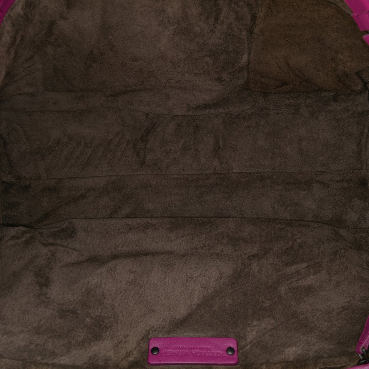 Bottega Veneta Nappa Intrecciato Patchwork Lido Fringe Tote Paars