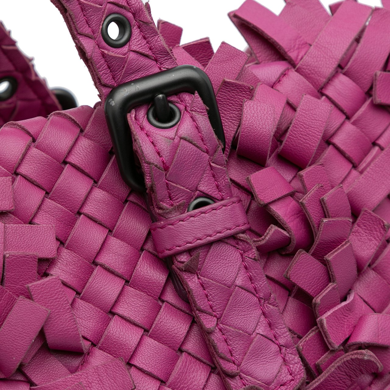 Bottega Veneta Nappa Intrecciato Patchwork Lido Fringe Tote Paars