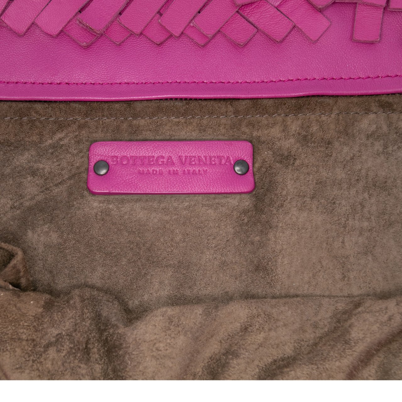 Bottega Veneta Nappa Intrecciato Patchwork Lido Fringe Tote Paars