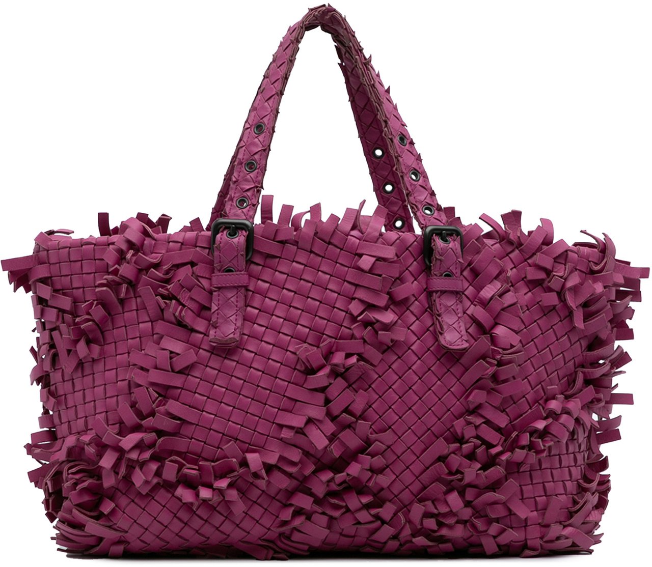 Bottega Veneta Nappa Intrecciato Patchwork Lido Fringe Tote Paars