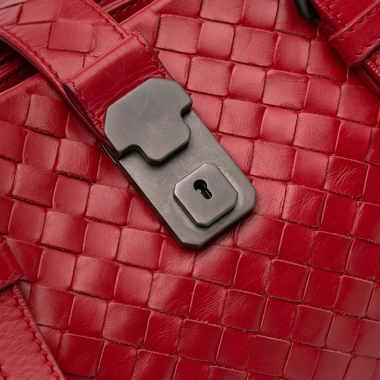 Bottega Veneta Mini Nappa Intrecciato Roma Satchel Rood