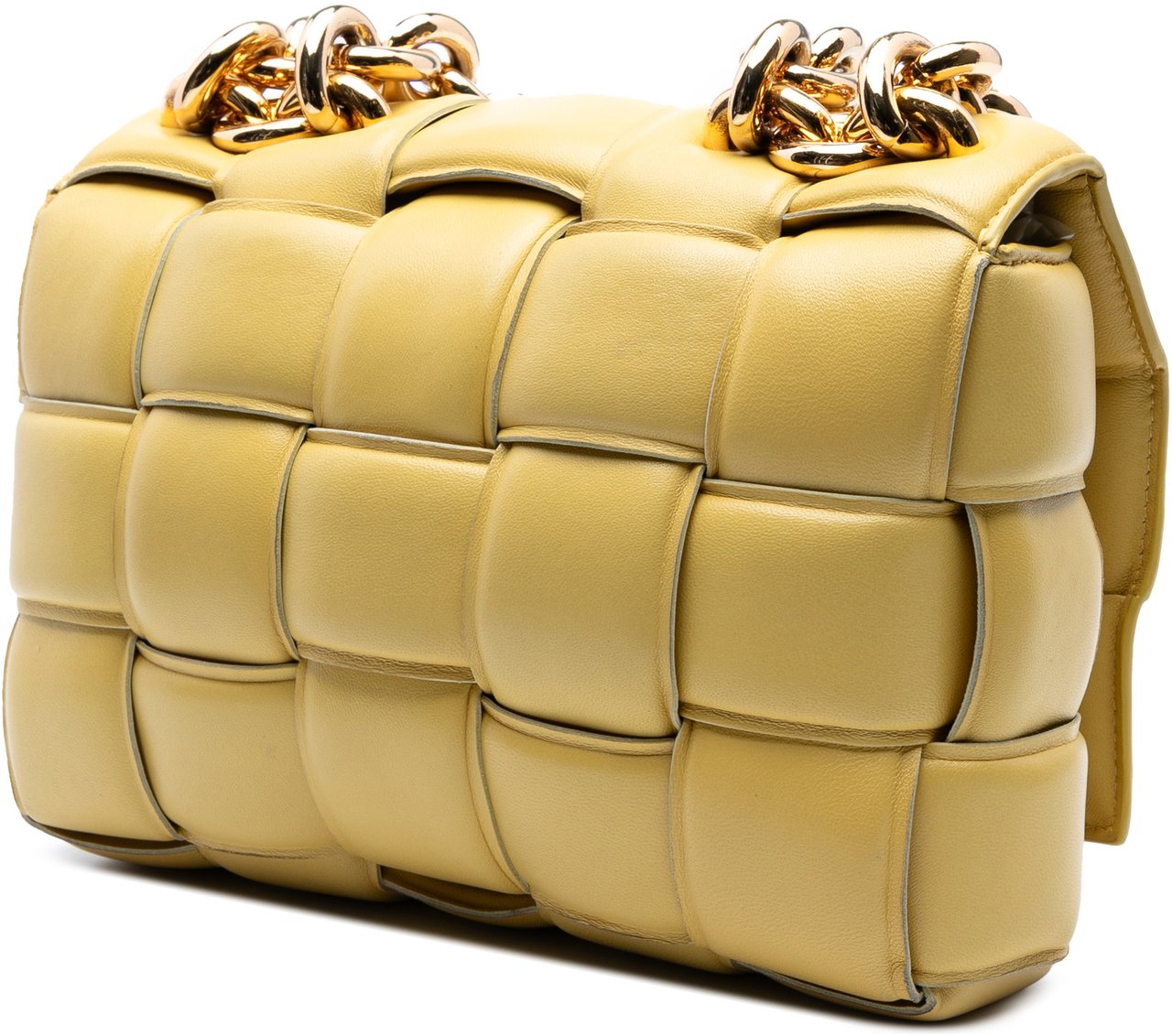 Bottega Veneta Nappa Intrecciato Padded Chain Cassette Satchel Geel