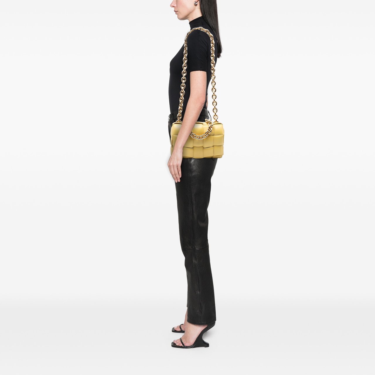 Bottega Veneta Nappa Intrecciato Padded Chain Cassette Satchel Geel