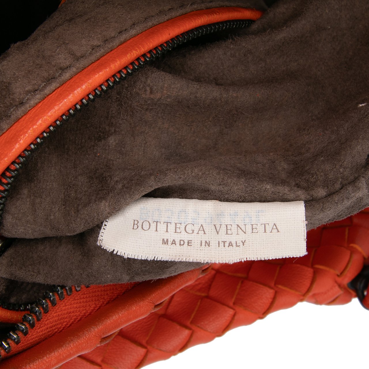 Bottega Veneta Nappa Intrecciato Cube Crossbody Oranje