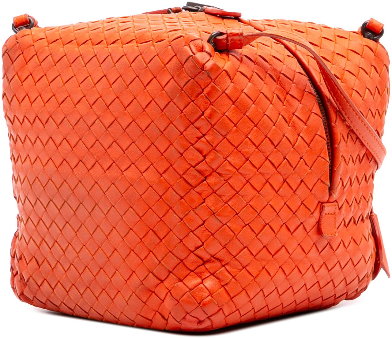 Bottega Veneta Nappa Intrecciato Cube Crossbody Oranje