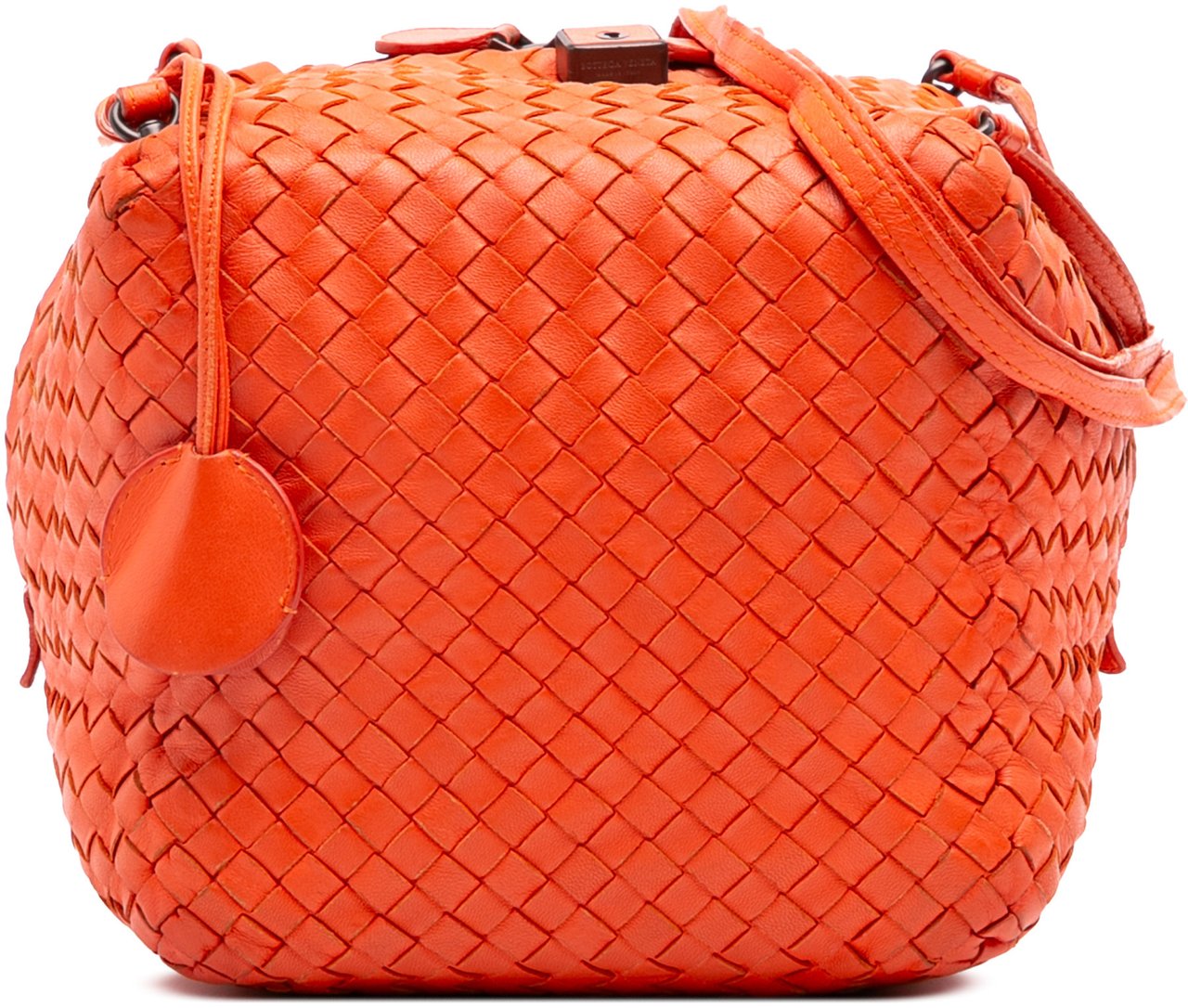 Bottega Veneta Nappa Intrecciato Cube Crossbody Oranje