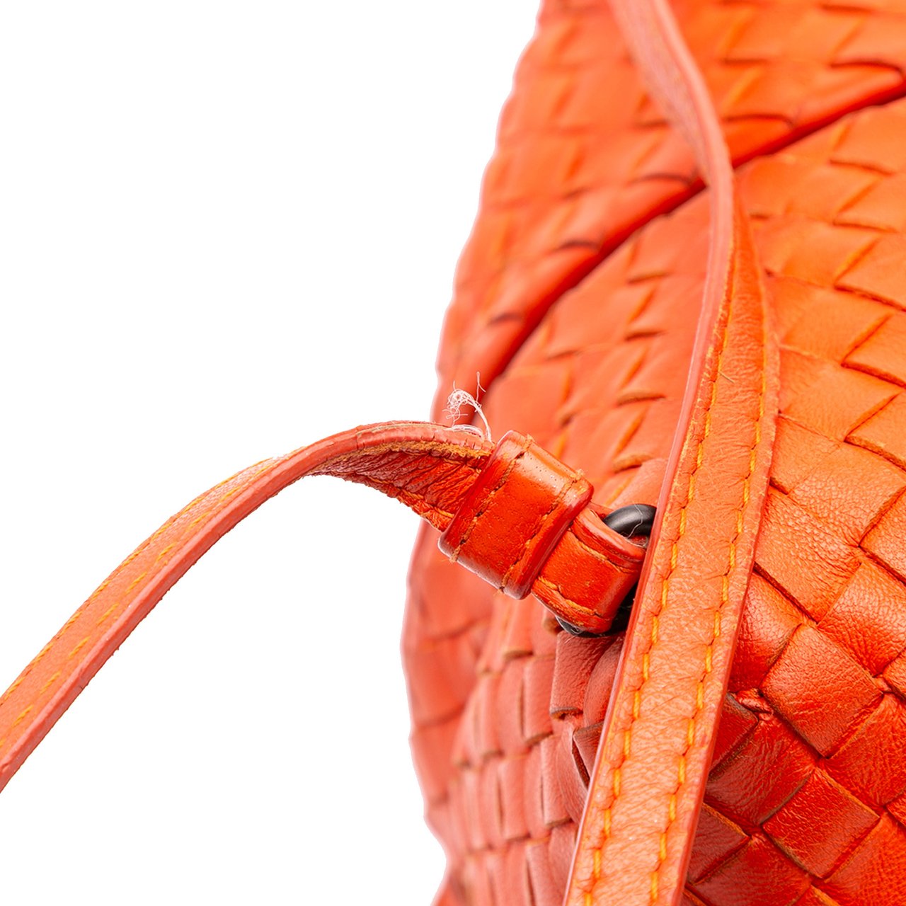 Bottega Veneta Nappa Intrecciato Cube Crossbody Oranje
