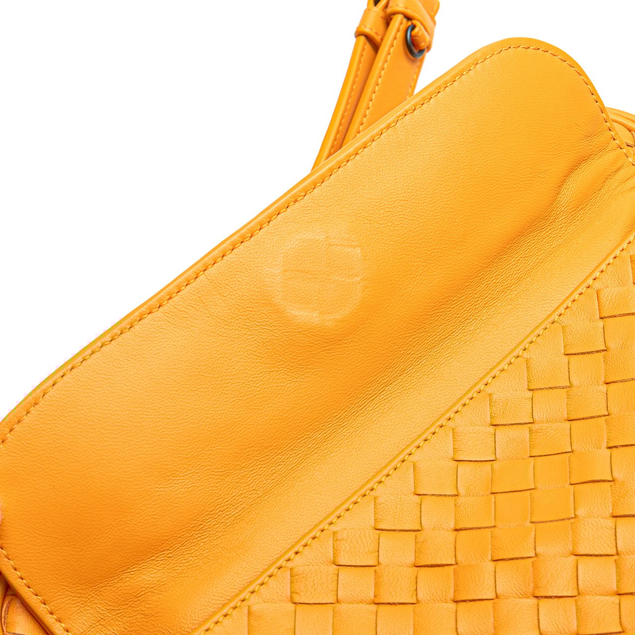 Bottega Veneta Nappa Intrecciato Front Pocket Messenger Bag Geel