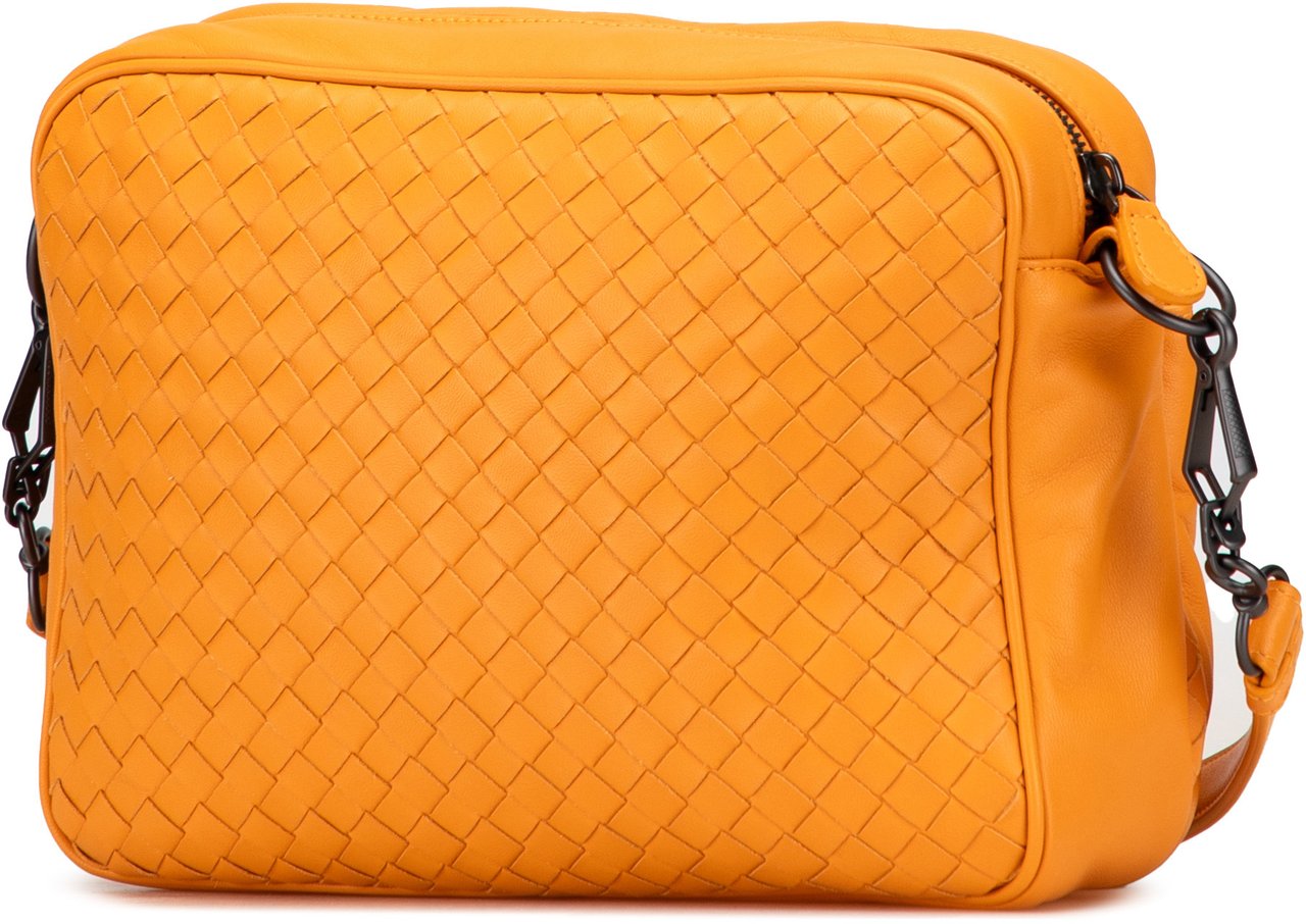 Bottega Veneta Nappa Intrecciato Front Pocket Messenger Bag Geel