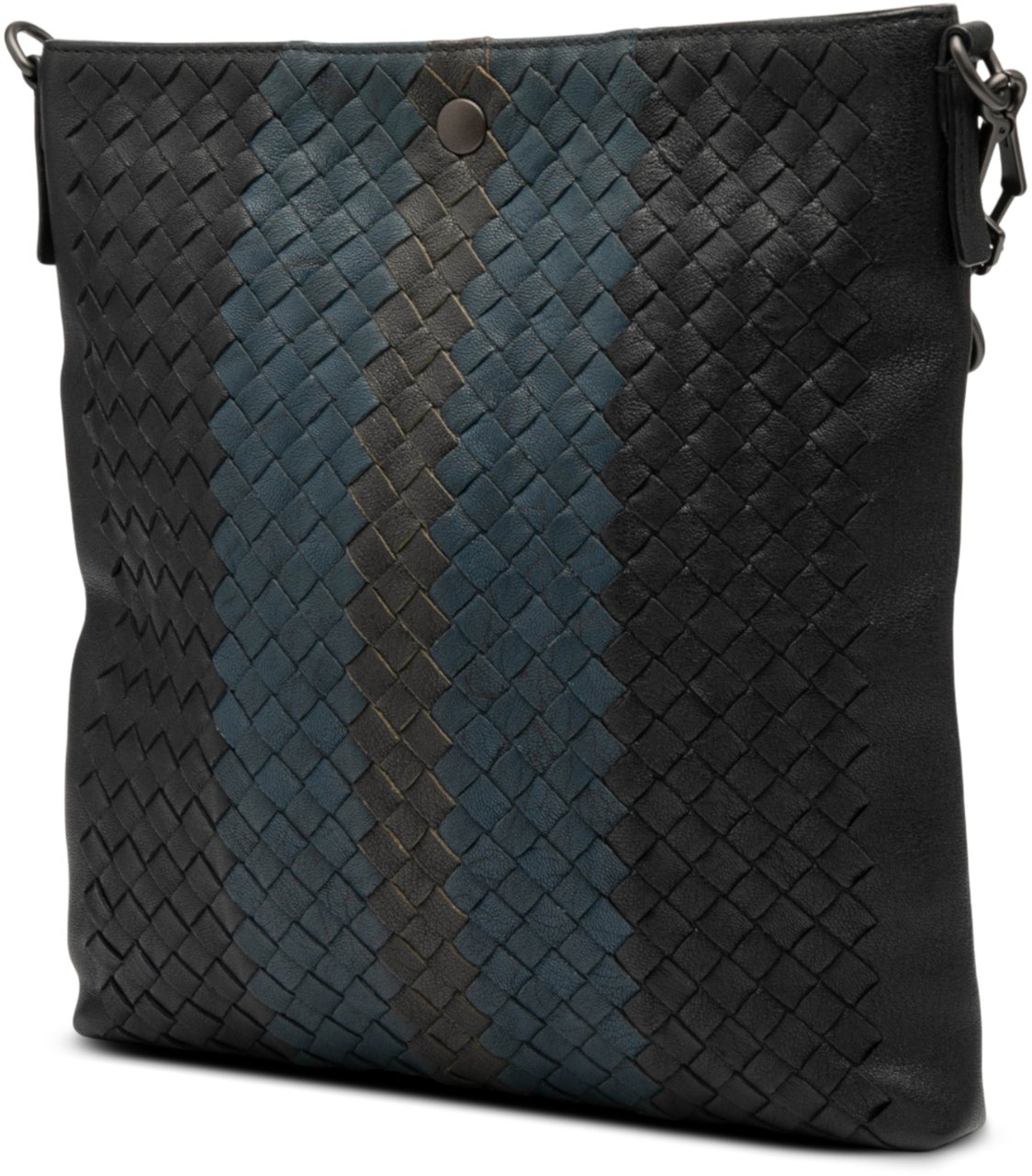 Bottega Veneta Tricolor Leather Intrecciato Crossbody Zwart
