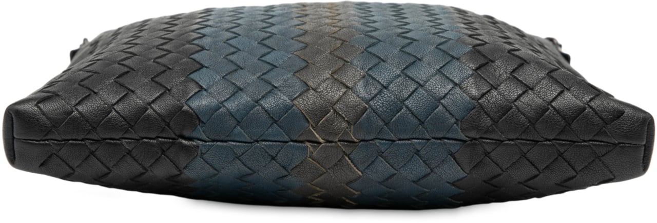 Bottega Veneta Tricolor Leather Intrecciato Crossbody Zwart