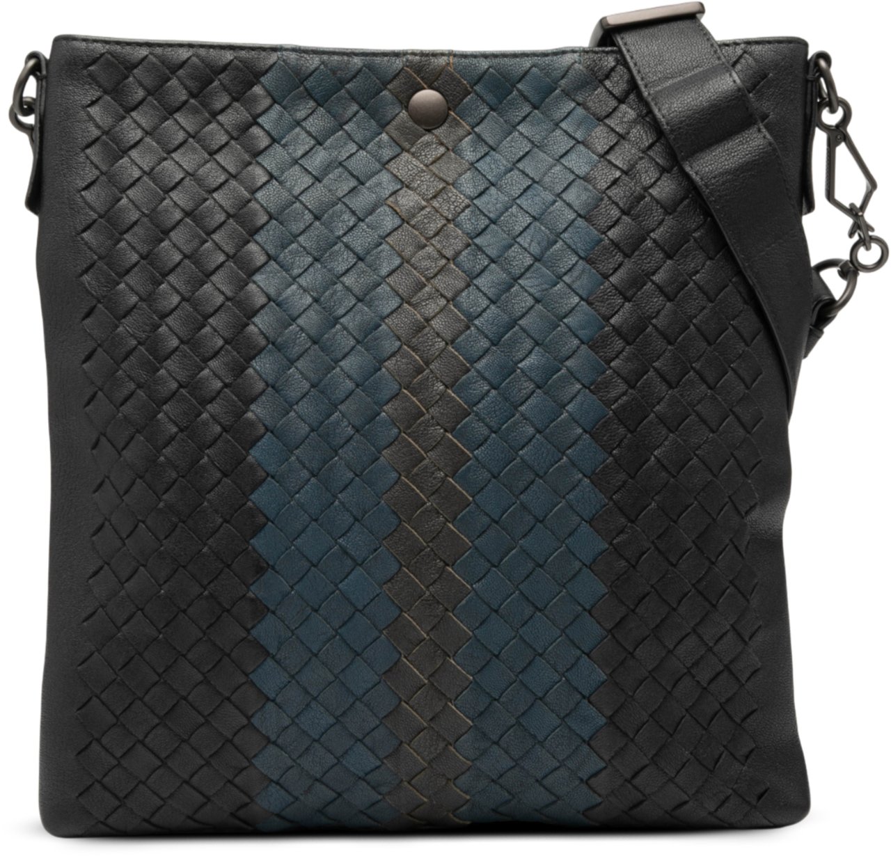 Bottega Veneta Tricolor Leather Intrecciato Crossbody Zwart