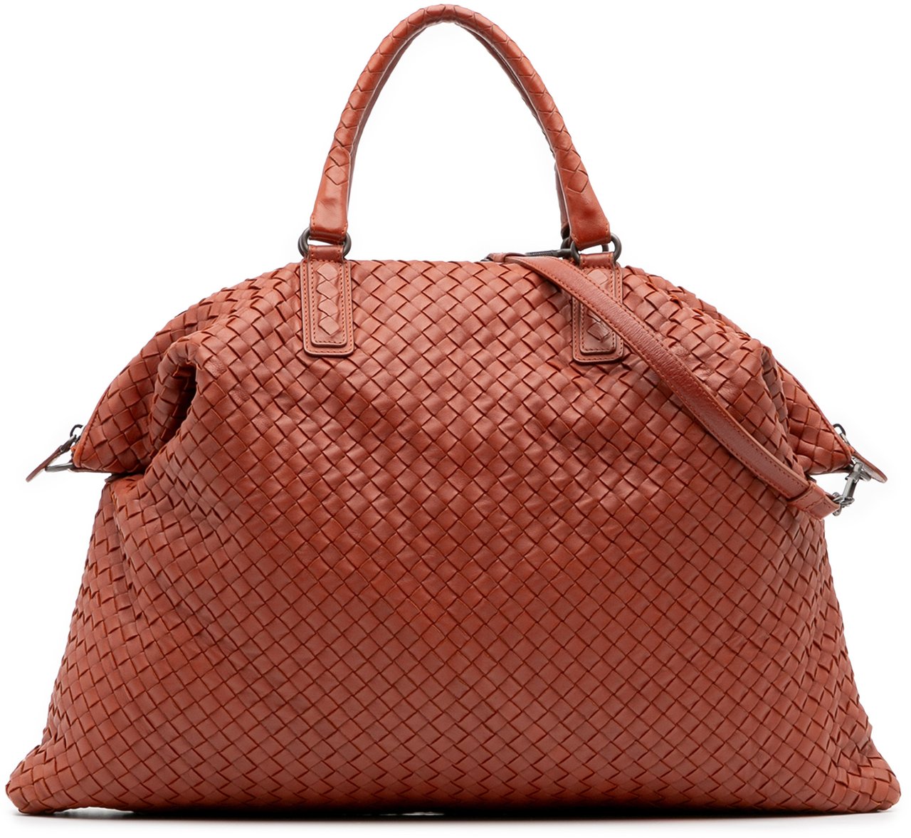 Bottega Veneta Maxi Nappa Intrecciato Convertible Travel Bag Rood