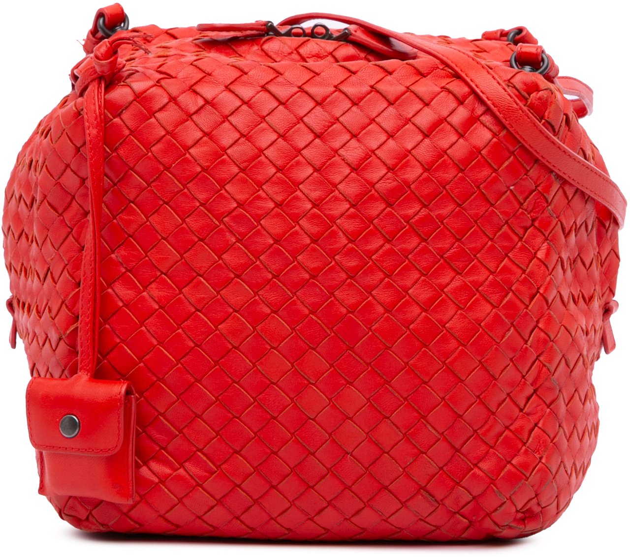 Bottega Veneta Nappa Intrecciato Cube Shoulder Bag Rood