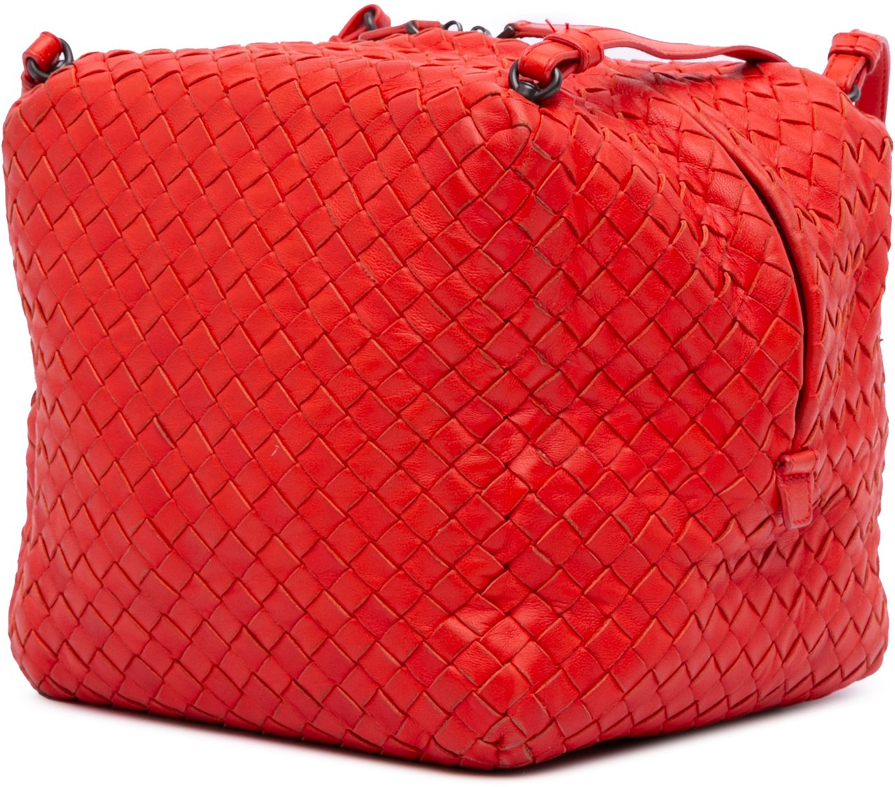 Bottega Veneta Nappa Intrecciato Cube Shoulder Bag Rood