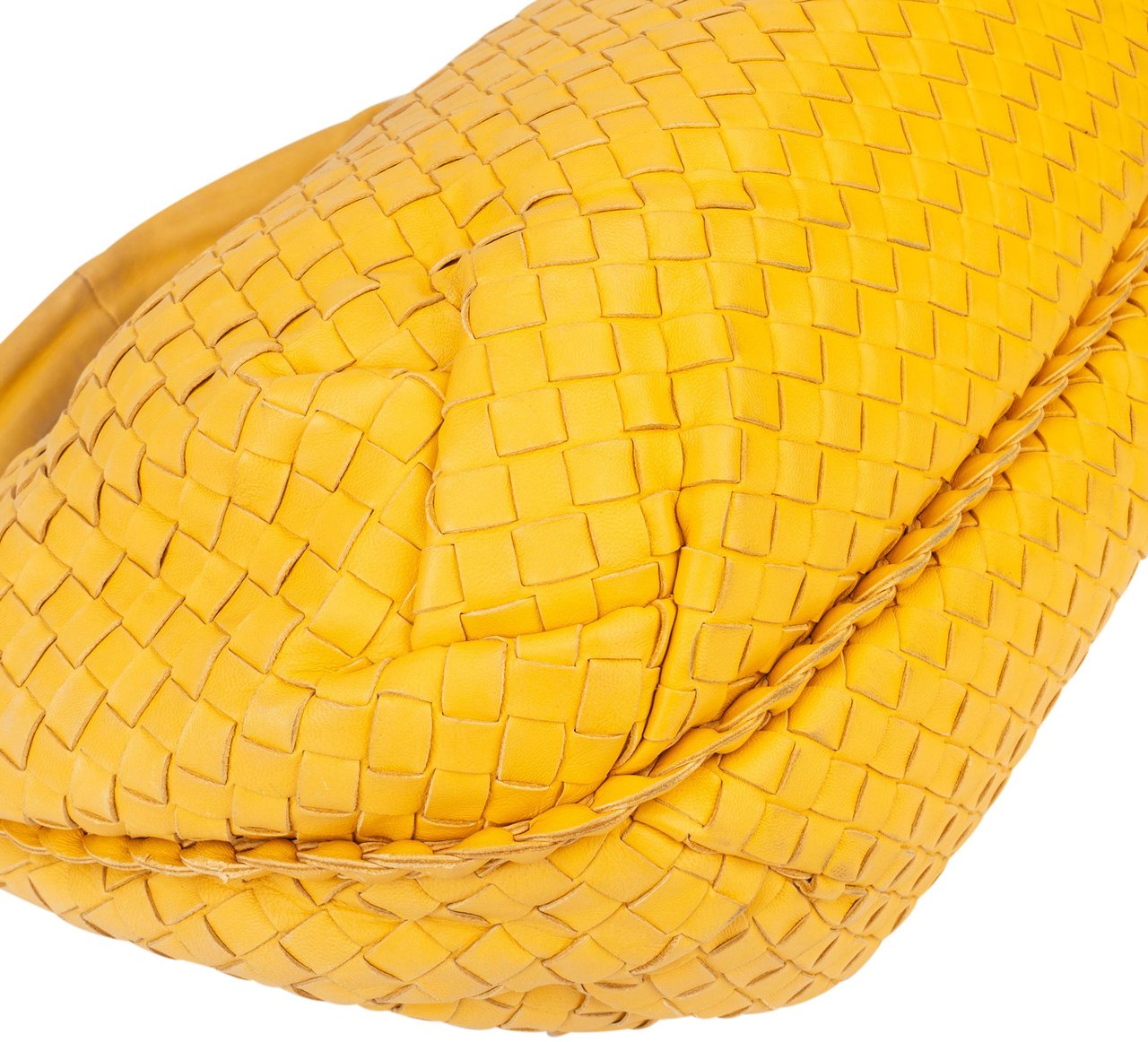 Bottega Veneta Bottega Veneta Yellow Intrecciato Leather Belly Hobo Bag Geel