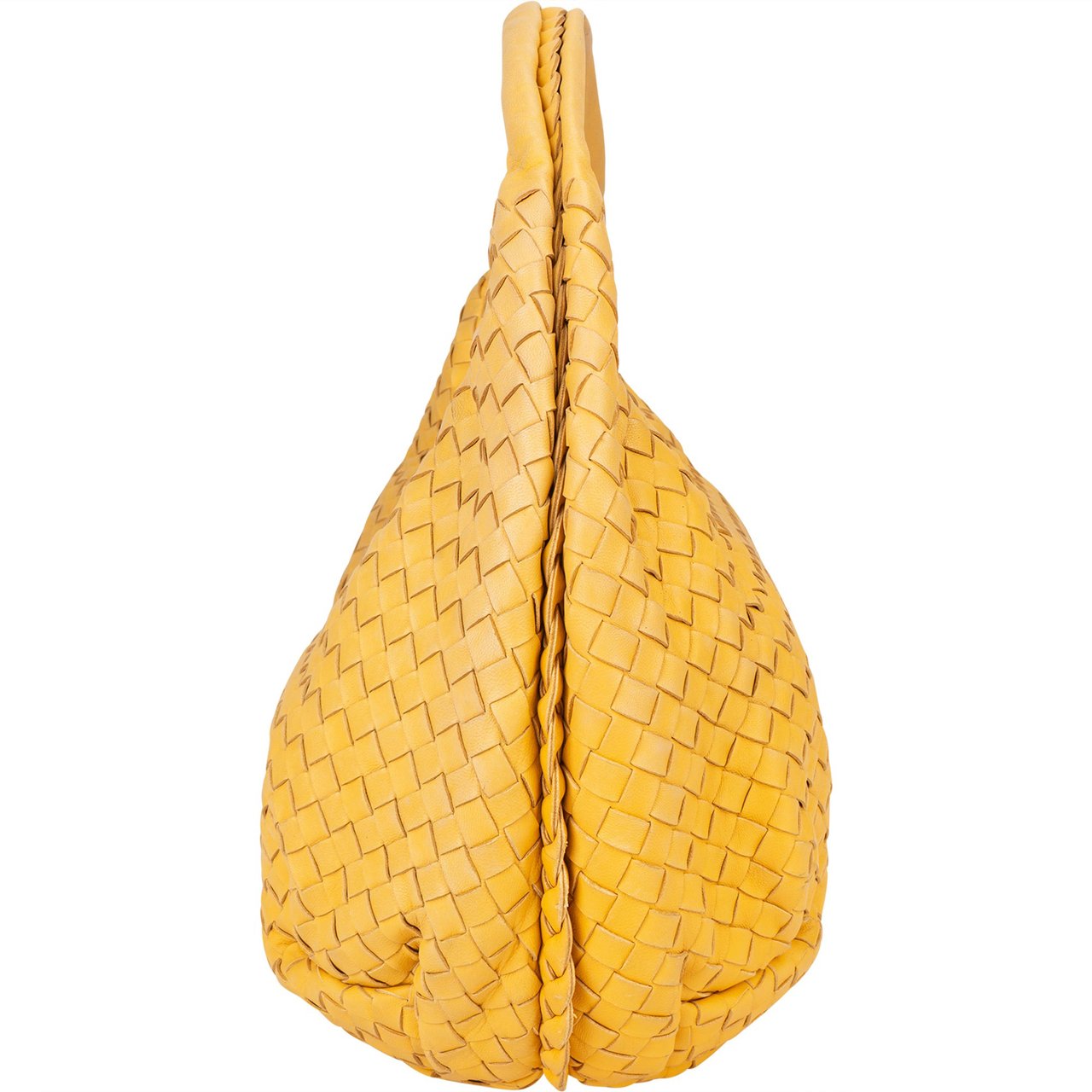 Bottega Veneta Bottega Veneta Yellow Intrecciato Leather Belly Hobo Bag Geel