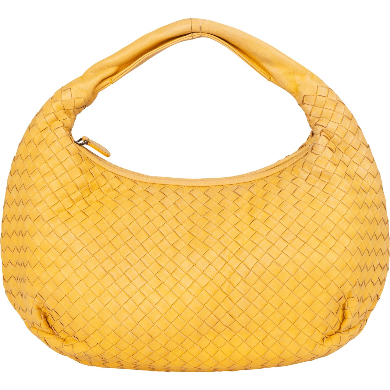 Bottega Veneta Yellow Intrecciato Leather Belly Hobo Bag Geel