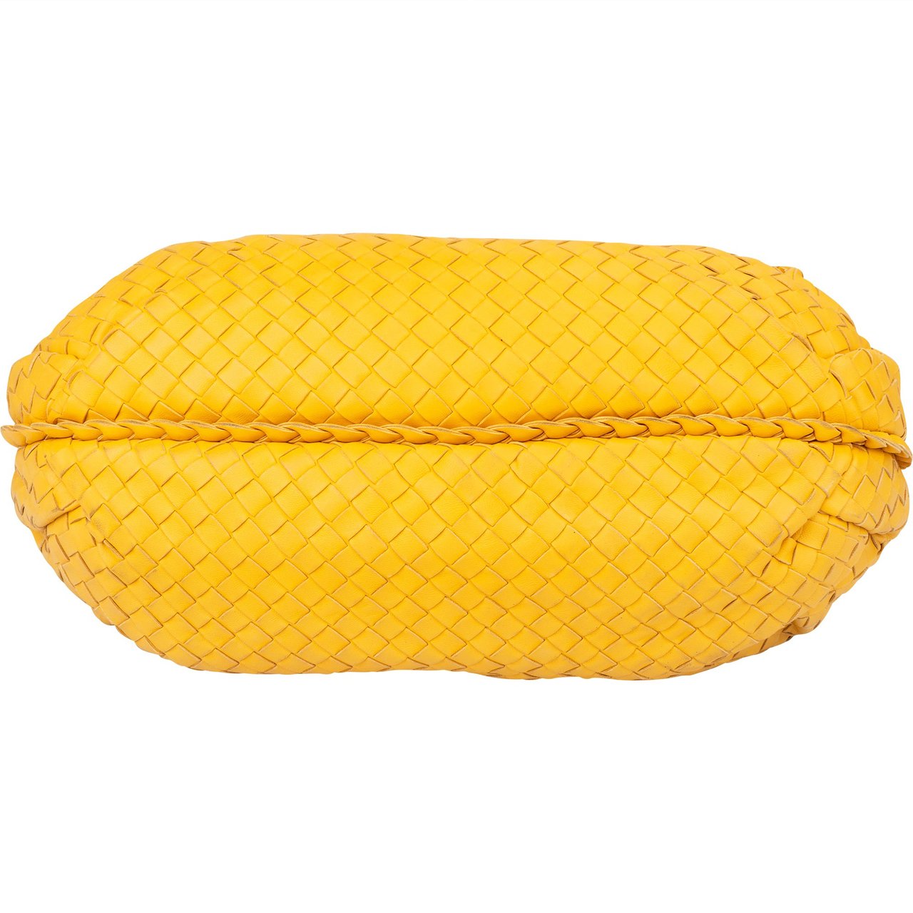 Bottega Veneta Yellow Intrecciato Leather Belly Hobo Bag Geel
