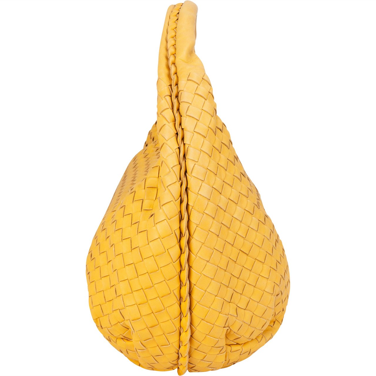 Bottega Veneta Yellow Intrecciato Leather Belly Hobo Bag Geel