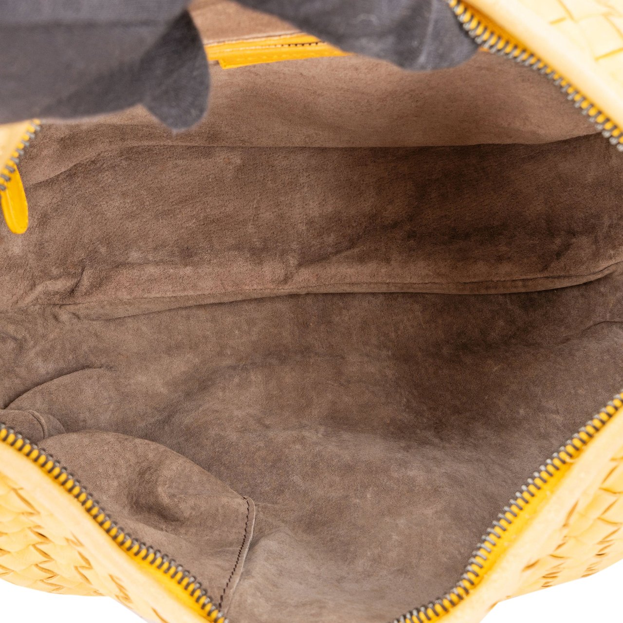 Bottega Veneta Yellow Intrecciato Leather Belly Hobo Bag Geel