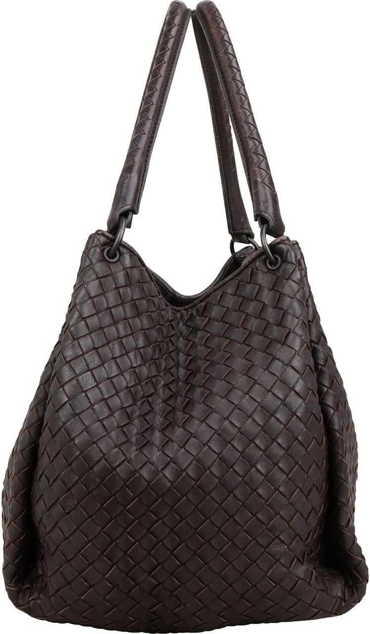 Bottega Veneta Intrecciato Leather Campana Shoulder Bag Bruin