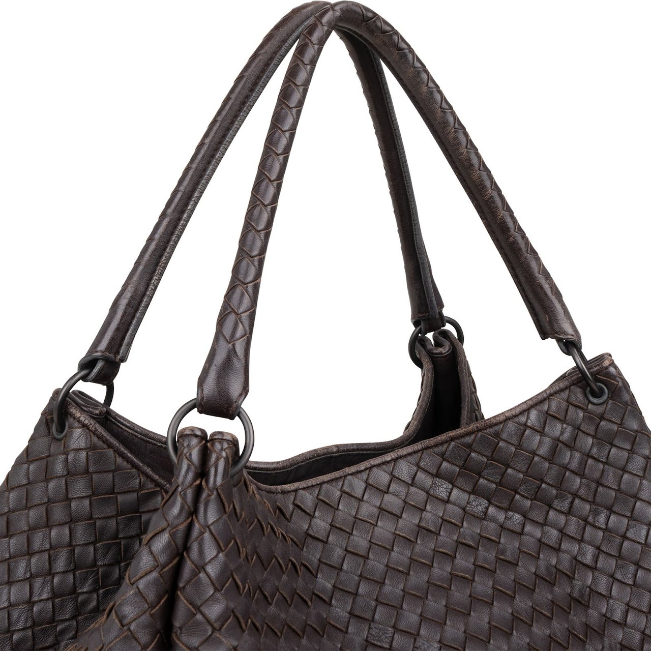Bottega Veneta Intrecciato Leather Campana Shoulder Bag Bruin