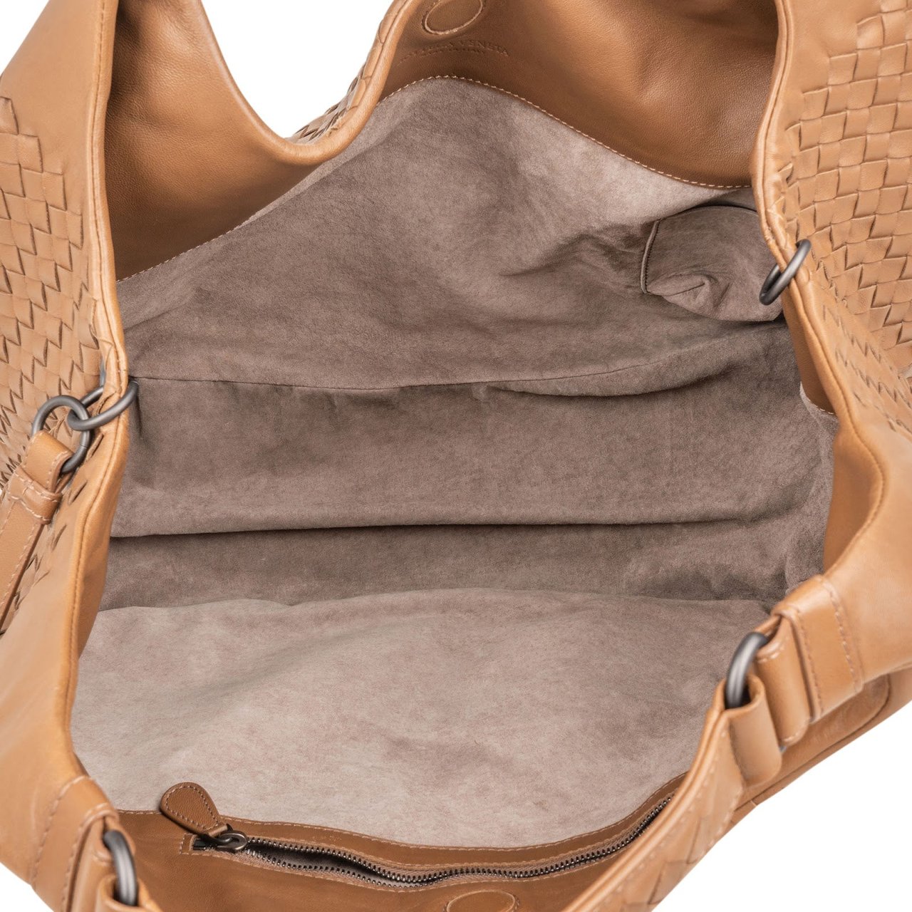 Bottega Veneta Intrecciato Leather Campana Hobo Shoulder Bag Bruin
