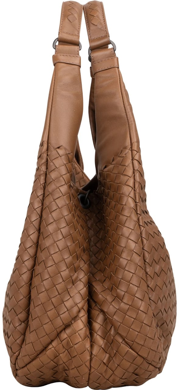 Bottega Veneta Intrecciato Leather Campana Hobo Shoulder Bag Bruin