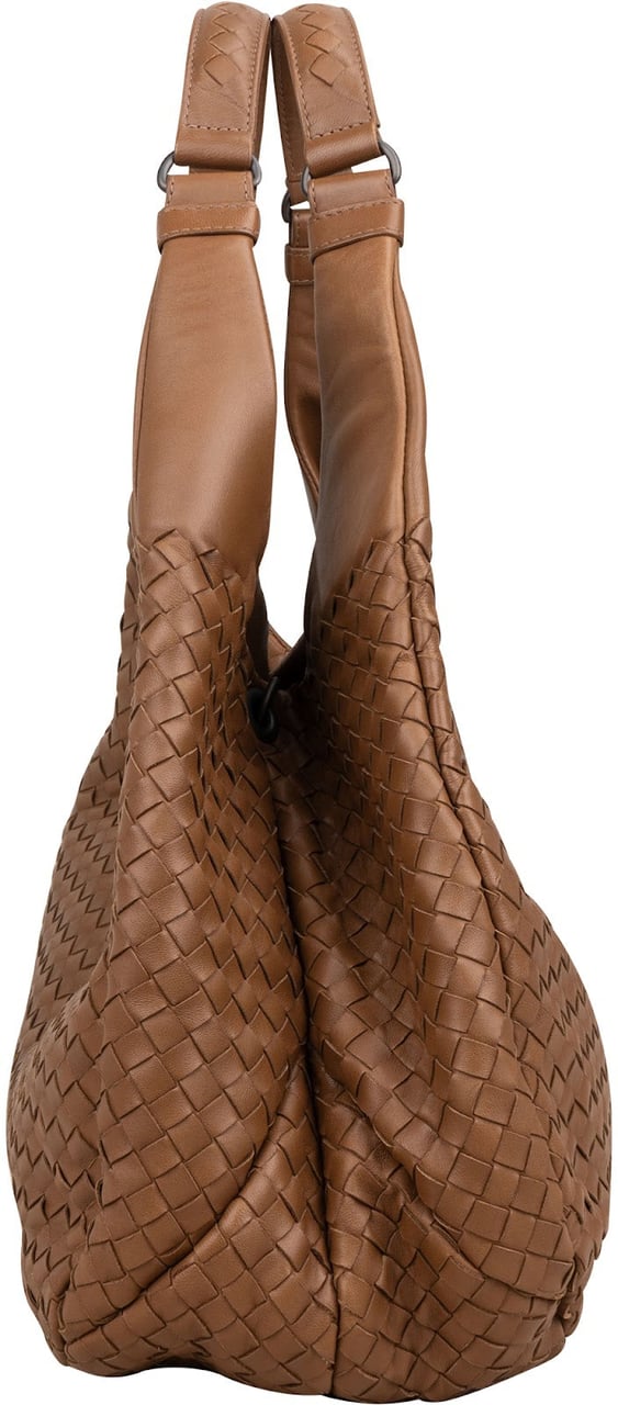 Bottega Veneta Intrecciato Leather Campana Hobo Shoulder Bag Bruin