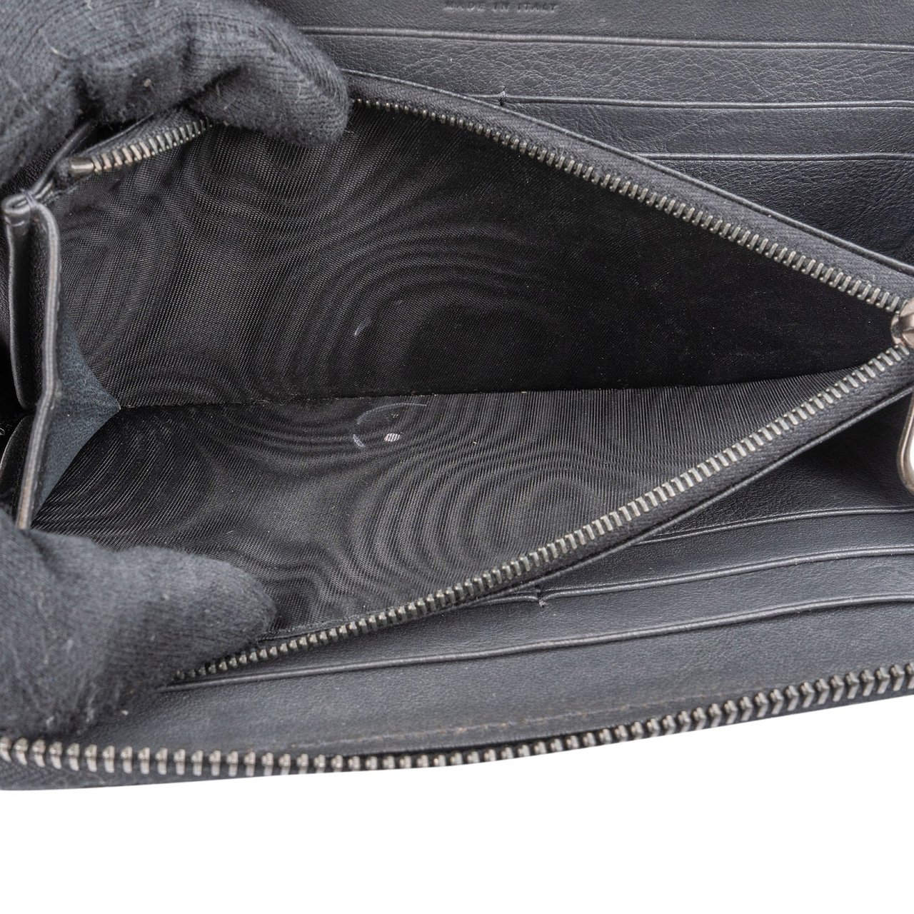 Bottega Veneta Intrecciato Leather Zip Around Wallet Zwart